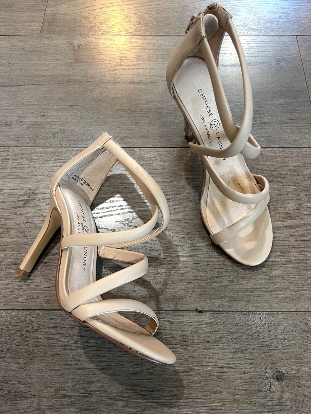 Chinese Laundry Beige Strappy High Heel Sandals